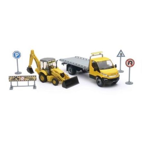IVECO DAILY ROLL-OFF C/HOLLAND B110C E HOLLAND SKID STEER L230 - PLAY SET EAN 0093577161632 INGROSSO MODELLINI AUTO