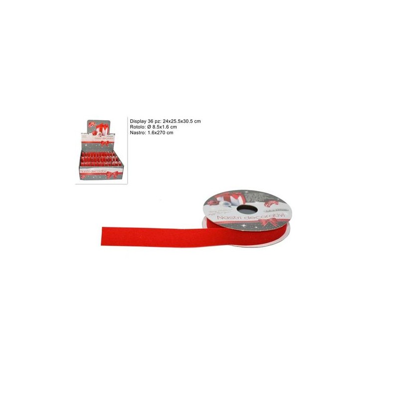 NASTRO VELLUTO ROSSO 1,6X270CM EAN 8033113557767 INGROSSO NASTRI NATALIZI