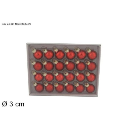 PALLINE VETRO SET 24PZ 3CM ROSSE IN BOX EAN 8033113970344 INGROSSO PALLINE DI NATALE E PUNTALI