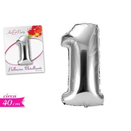 PALLONCINO NUMERO 1 40CM EAN 8055329186876 INGROSSO PALLONCINI COMPLEANNO