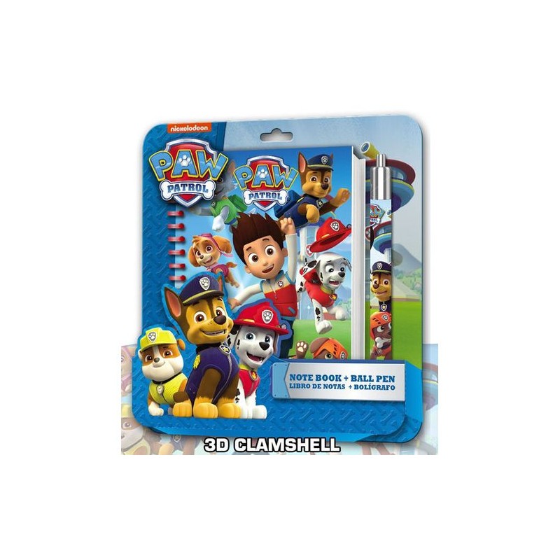 PAW PATROL BLISTER BLOCK NOTES + PENNA 20X21CM EAN 8435333846551 INGROSSO SET PENNE CON RIGHELLI