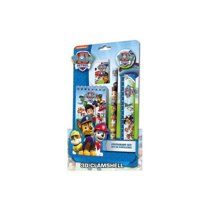 PAW PATROL BLISTER CANCELLERIA 5 PEZZI 26X15CM EAN 8435333846568 INGROSSO SET PENNE CON RIGHELLI