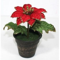 INGROSSO PIANTINA POINSETTIA ROSSO/ORO 14X8X14CM