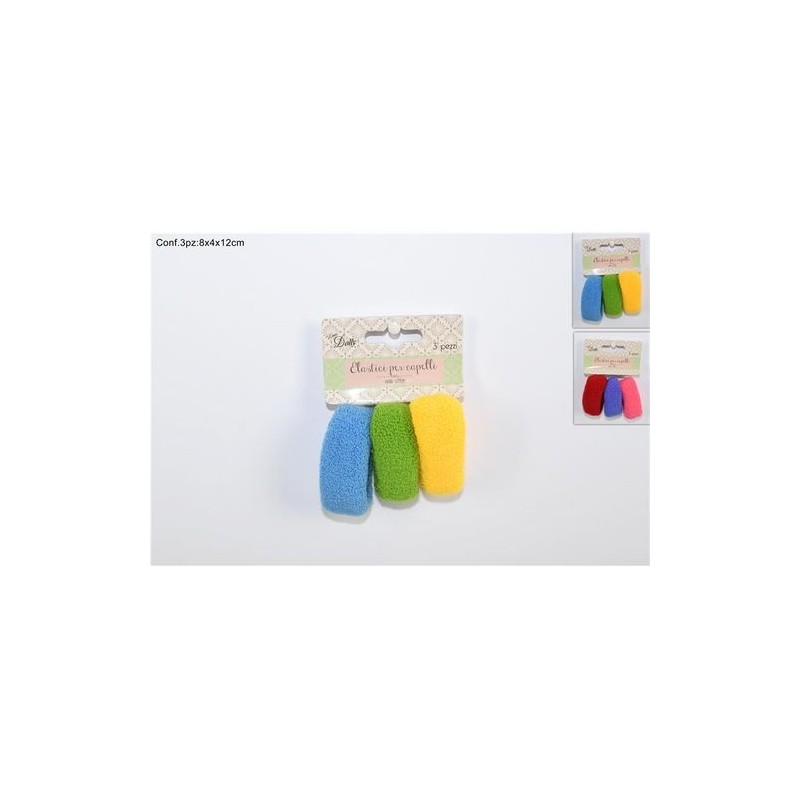 POLSONE SET 3PZ 6COL. EAN 8034048404331 INGROSSO ELASTICI E FASCE PER CAPELLI