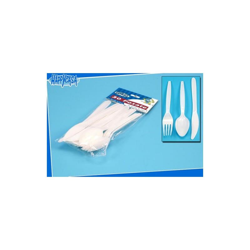 POSATE BIANCHE PZ.30 ASS. EAN 8015361377496 INGROSSO POSATE PER PARTY