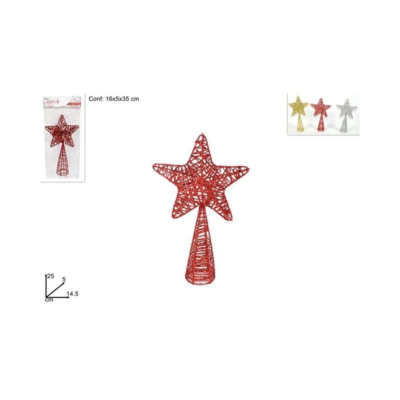 PUNTALE STELLA GLITTER 25 CM 3 COL EAN 8033113932588 INGROSSO PALLINE DI NATALE E PUNTALI