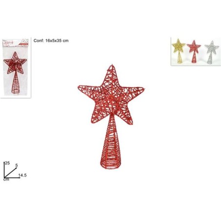 PUNTALE STELLA GLITTER 25 CM 3 COL EAN 8033113932588 INGROSSO PALLINE DI NATALE E PUNTALI