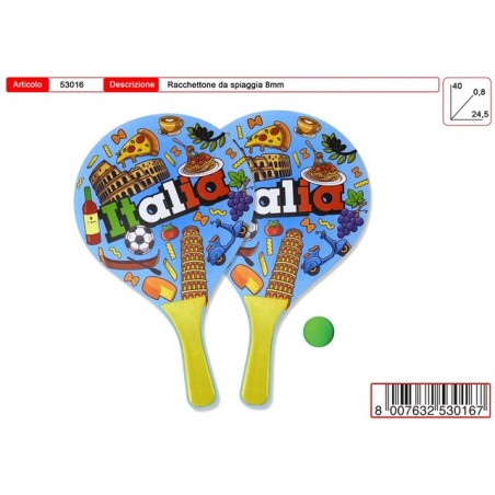 RACCHETTONI SPIAGGIA 8MM ITALIA EAN  INGROSSO GIOCHI MARE