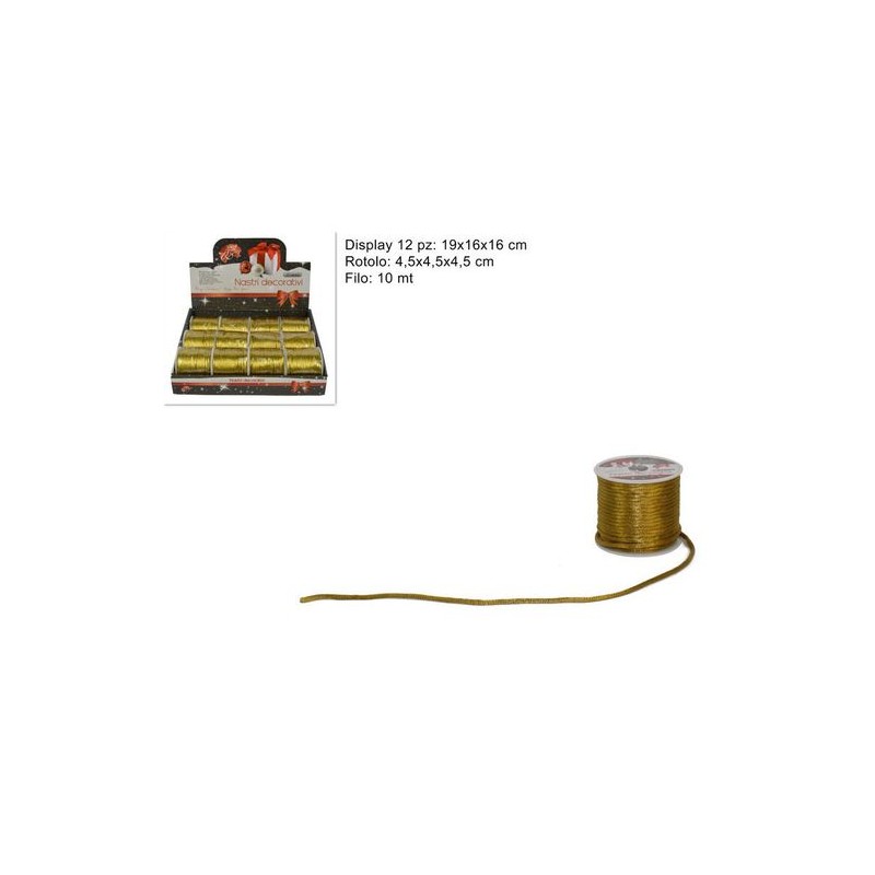 ROTOLO CORDONCINO 10MT ORO EAN 8033113584022 INGROSSO GHIRLANDE NATALIZIE