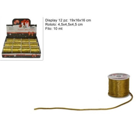 ROTOLO CORDONCINO 10MT ORO EAN 8033113584022 INGROSSO GHIRLANDE NATALIZIE