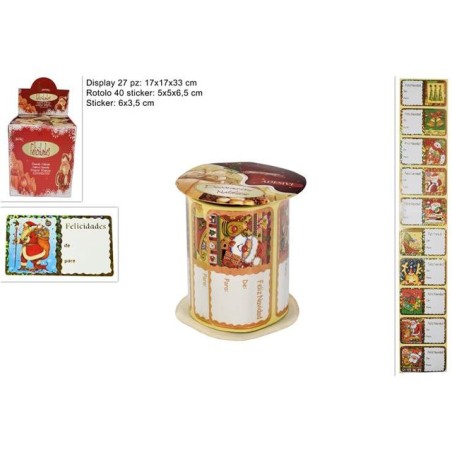 ROTOLO STICKER 40PZ FELICIDADES EAN 8033113073021 INGROSSO BUSTE E CARTA REGALO NATALIZIA