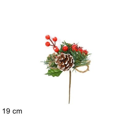 SPILLONE BACCHE INNEVATE PIGNEC/FIOCCO EAN 8033113642760 INGROSSO FIORI FINTI NATALIZI