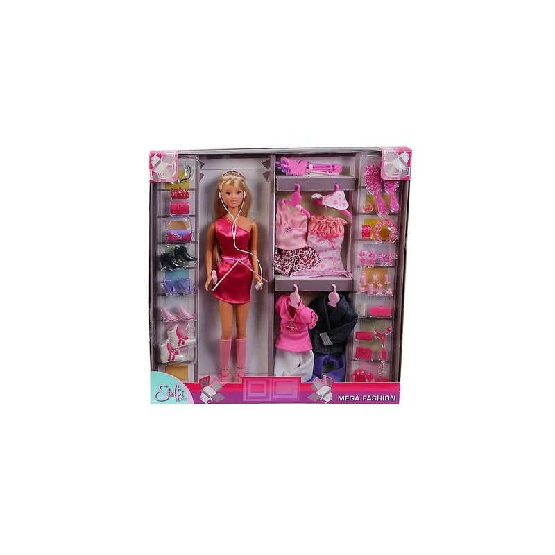 STEFFI LOVE MEGA FASHION 45PZ +3ANNI ABITI ED ACCESSORI - 32X5.5X32.5CM EAN  INGROSSO BAMBOLE ECONOMICHE