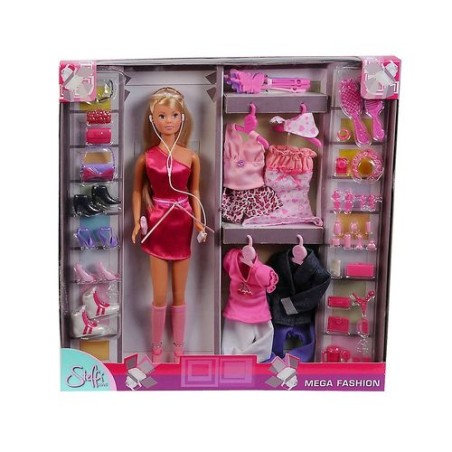 STEFFI LOVE MEGA FASHION 45PZ +3ANNI ABITI ED ACCESSORI - 32X5.5X32.5CM EAN  INGROSSO BAMBOLE ECONOMICHE