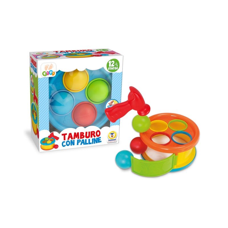 TAMBURO CON PALLINE E MARTELLO EAN 8017967670551 INGROSSO GIOCHI PRIMA INFANZIA