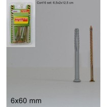 INGROSSO TASSELLI E VITI 6 SET IN BLISTER 6X60MM
