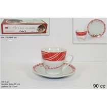 INGROSSO TAZZINE+PIATTINI 6PZ C/RENNE MERRY CHRIS TAZZINA 90