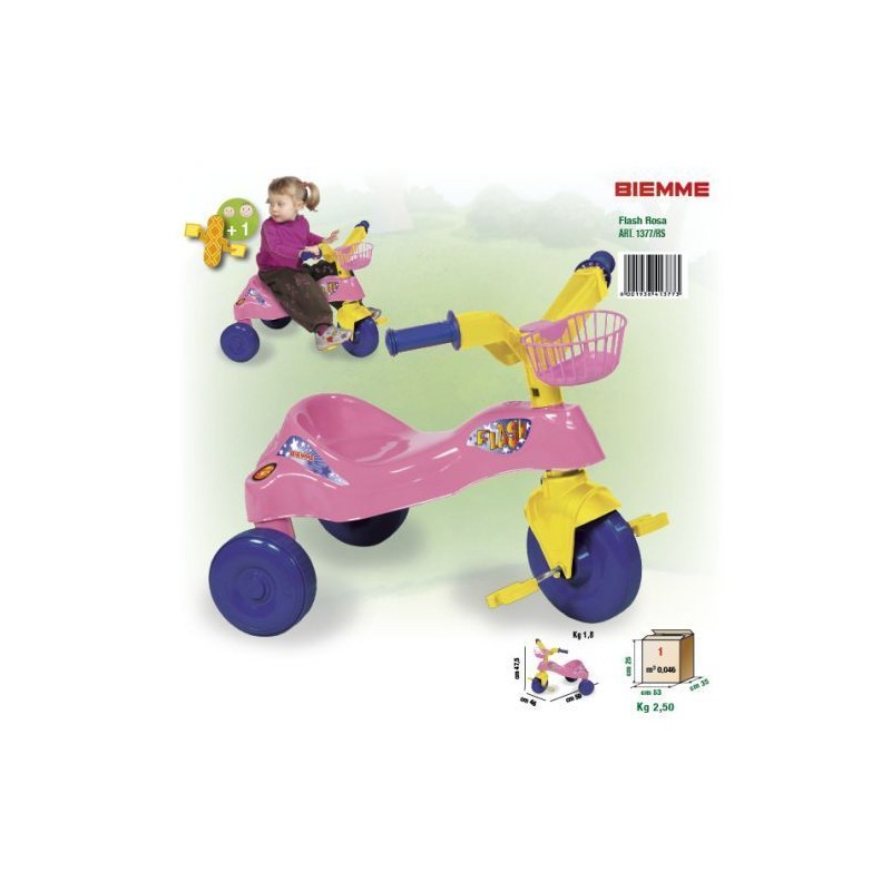 TRICICLO FLASH ROSA EAN 8001938413773 INGROSSO TRICICLI