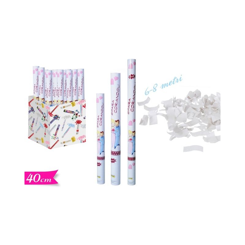 TUBO SPARA CORIANDOLI BIANCHI 40CM EAN 8055329274559 INGROSSO SPARA CORIANDOLI