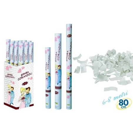 INGROSSO TUBO SPARA CORIANDOLI BIANCHI 80CM