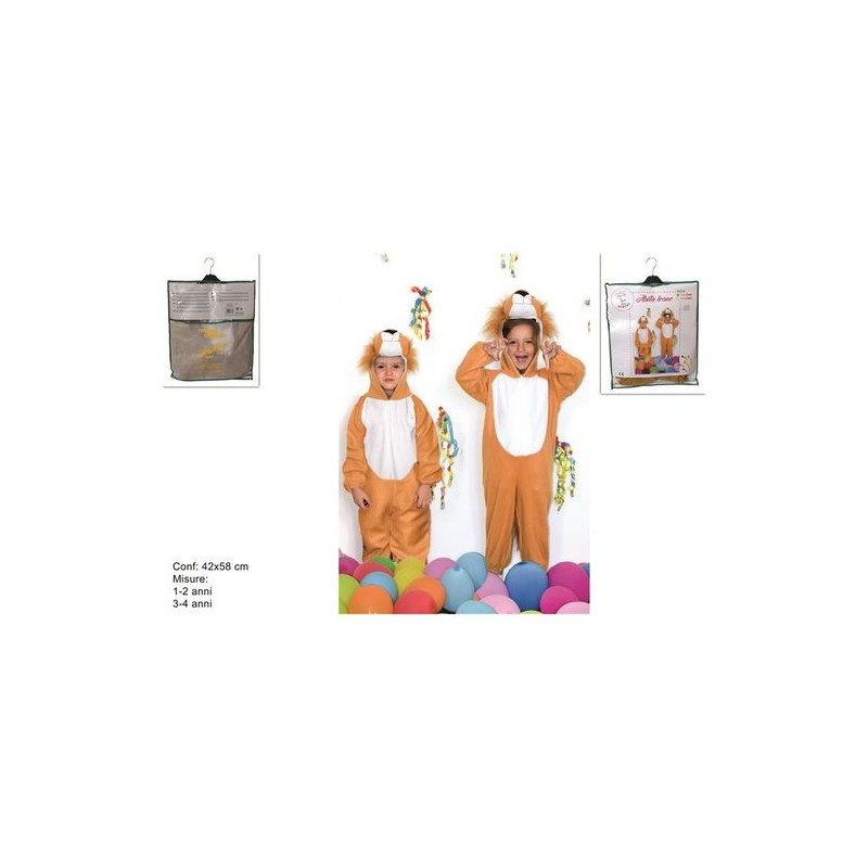 VESTITO LEONE PELLICCIA 1/2 3/4 EAN 8033113734380 INGROSSO COSTUMI CARNEVALE PRIMA INFANZIA