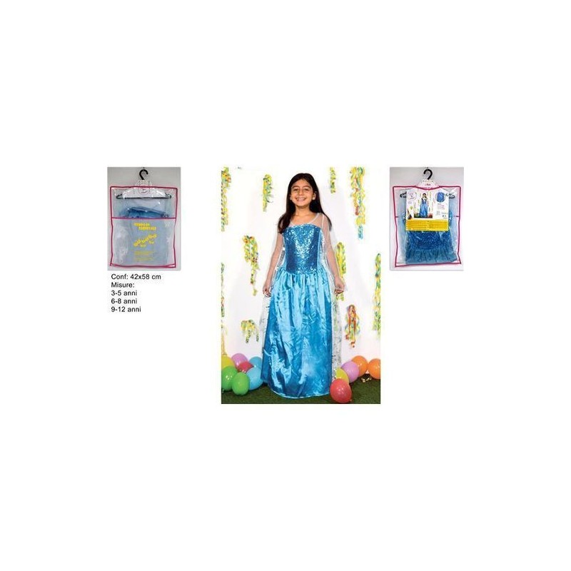 VESTITO PRINCIPESSA DI GHIACCIO 3/5 6/8 9/12 EAN 8033113734670 INGROSSO COSTUMI CARNEVALE BAMBINA