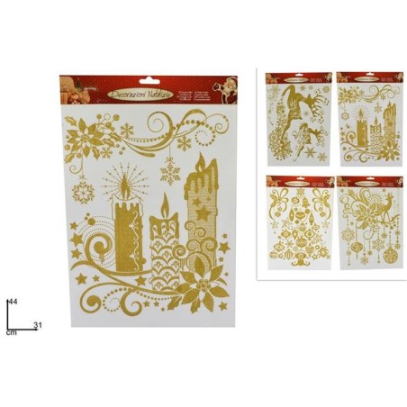 VETROFANIA NATALIZIA GLITTERATA 4ASS ORO EAN 8033113610684 INGROSSO VETROFANIE