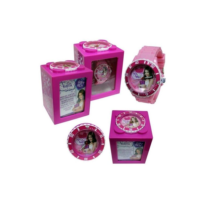 VIOLETTA OROLOGIO + SVEGLIA PORTAFOTO E SALVADANAIO DIM.CONF.L8XH10.5XP8CM EAN 8435333804643 INGROSSO GIOCATTOLI