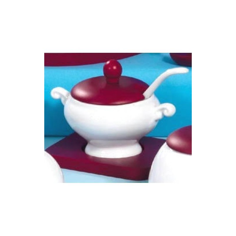 ZUCCHERIERA PORC. C/CUCCH. BASE LEGNO EAN 8033560029169 INGROSSO ACCESSORI CUCINA