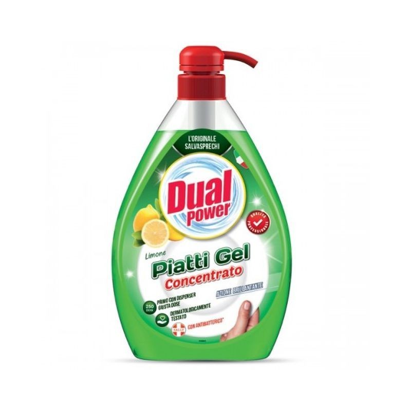 DUAL POWER PIATTI GEL 1LT DOS.LIMONE EAN 8032680399343 INGROSSO DETERSIVI