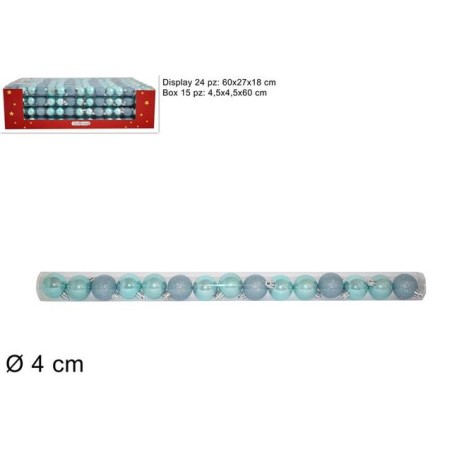 TUBO 15 PALLINE 4 CM 3 MOD. TIFFANY EAN 8053482013169 INGROSSO PALLINE DI NATALE E PUNTALI