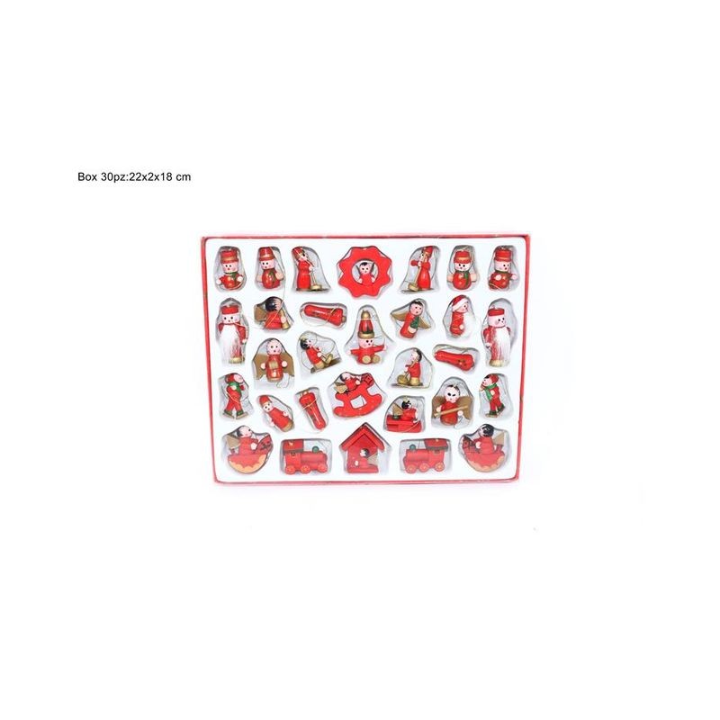 APPENDINO LEGNO NATALIZIO 30PZ IN BOX EAN 8033113722356 INGROSSO APPENDINI NATALIZI