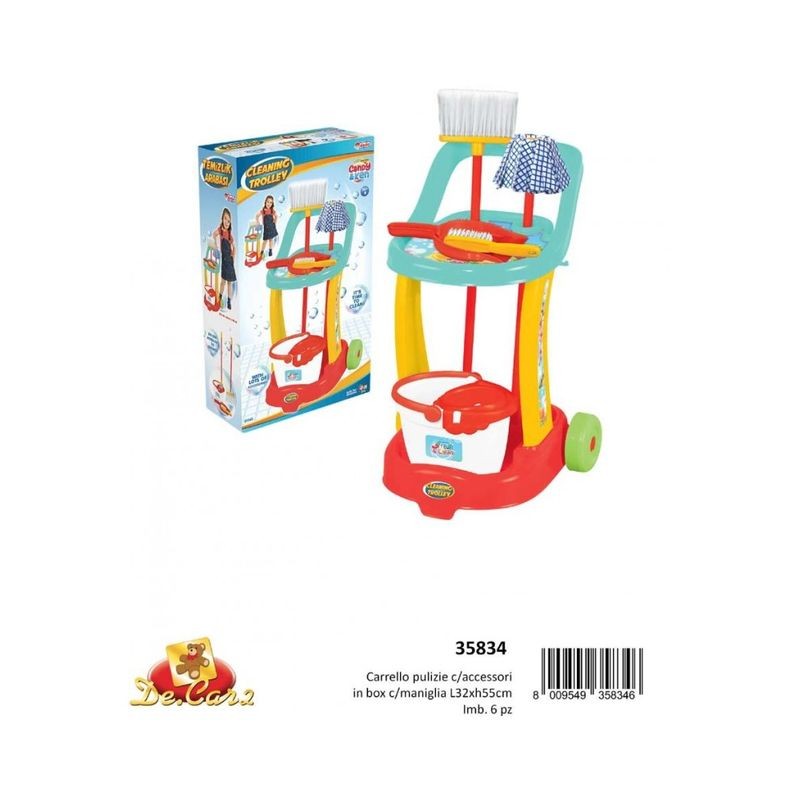CARRELLO PULIZIE C/ACC IN BOX C/MANIGLIA EAN  INGROSSO SET PULIZIA