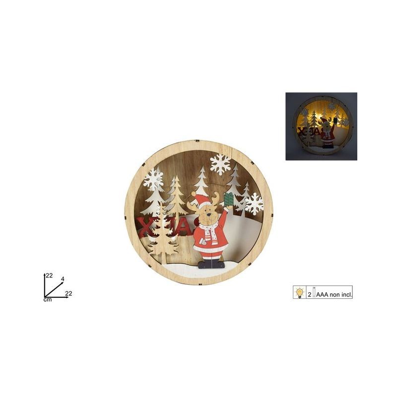 SCENARIO NATALIZIO LEGNO C/RENNA C/LUCE EAN 8053482124841 INGROSSO OGGETTISTICA NATALIZIA