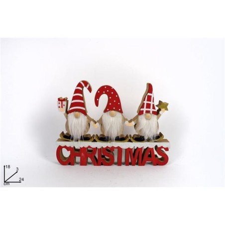 DEC. LEGNO GNOMI NATALE C/SCR. CHRISTMAS EAN 8053482154091 INGROSSO OGGETTISTICA NATALIZIA