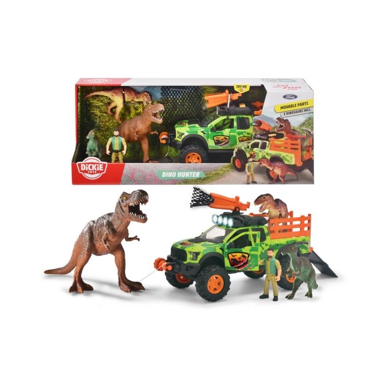 DINO HUNTER CM. 25 LUCI E SUONI + 3 DISN OSAURI E PERSONAGGIO EAN 4006333080883 INGROSSO MODELLINI AUTO LUCI E SUONI
