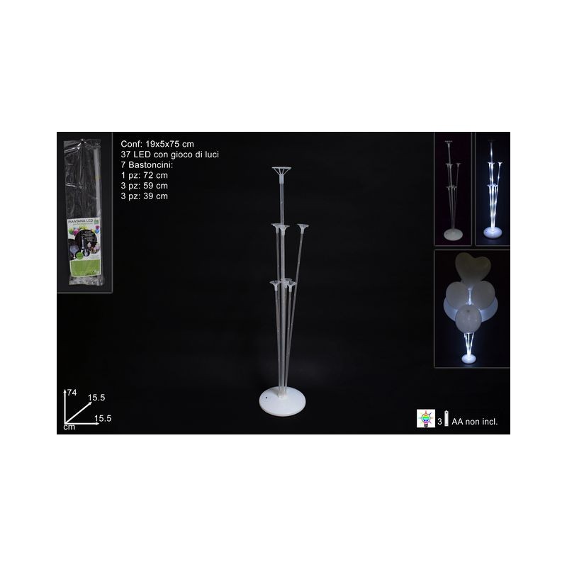 PIANTANA 37LED B.CO FR. 7BAST. P/PALLONC EAN 8034048575611 INGROSSO LUCI NATALIZIE