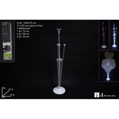 PIANTANA 37LED B.CO FR. 7BAST. P/PALLONC EAN 8034048575611 INGROSSO LUCI NATALIZIE