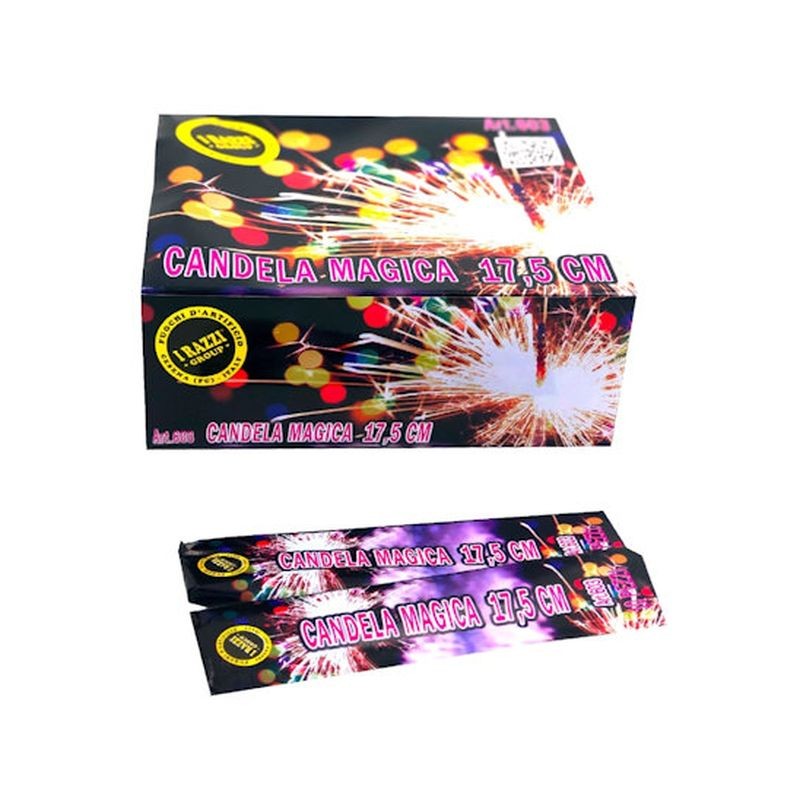 CANDELA MAGICA 17.5CM 10PZ C.100 IN BUSTA EFFETTO SCINTILLE ORO EAN 8032697530036 INGROSSO CANDELINE MAGICHE