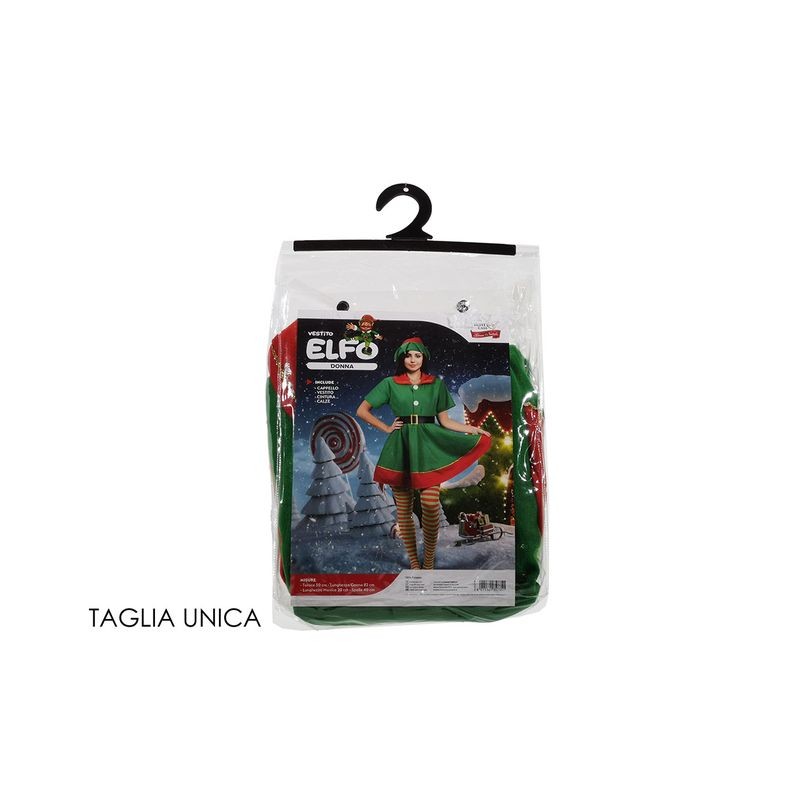 VESTITO ELFO DONNA EAN 8015361357351 INGROSSO COSTUME BABBO NATALE ADULTI
