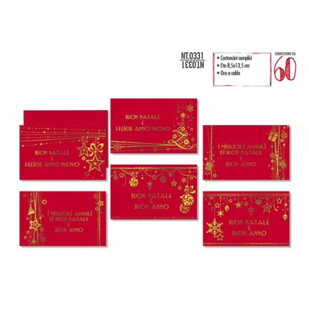 CARTONCINI AUGURALI SEMPL. ROSSI C.60 EAN 8001608433315 INGROSSO BIGLIETTI NATALIZI