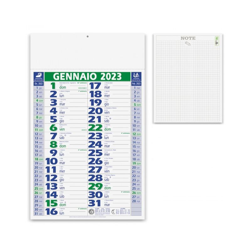 CALEND. OLANDESE 28,8X47 BASIC VERDE/BLU EAN 8056585356867 INGROSSO AGENDE E CALENDARI