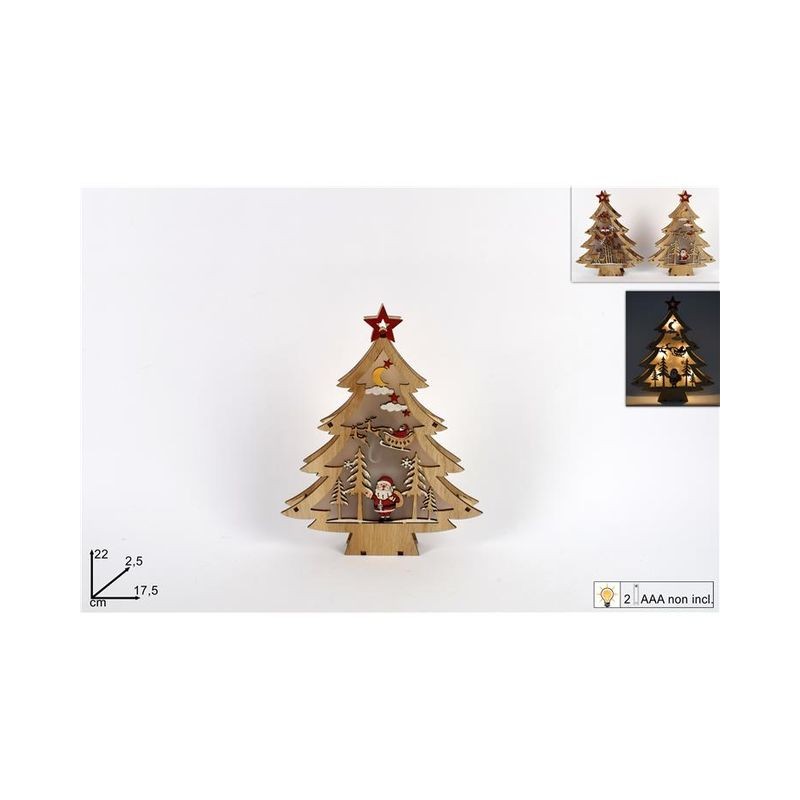 ALBERO LEGNO 22CM SCENARIO NATALIZIO C/L UC BATT 2ASS 20XD15106/08 EAN 8053482056449 INGROSSO OGGETTISTICA NATALIZIA