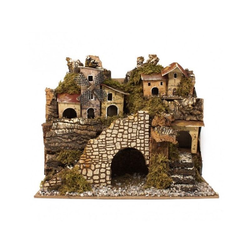 PAESAGGIO CON LUCI CM. 28X15X20 EAN 8018623113870 INGROSSO OGGETTISTICA NATALIZIA