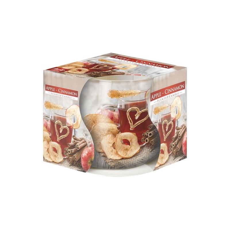 CANDELA PROFUMATA IN VETRO DIS. MELA&CAN IN SCATOLA H.7,2CM D.7,9CM DURATA 20H EAN 5906927374161 INGROSSO CANDELE PER LA CASA