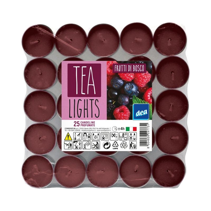 DEA TEA LIGHTS 25PZ FRUTTI DI BOSCO EAN 8004830297731 INGROSSO CANDELE PER LA CASA