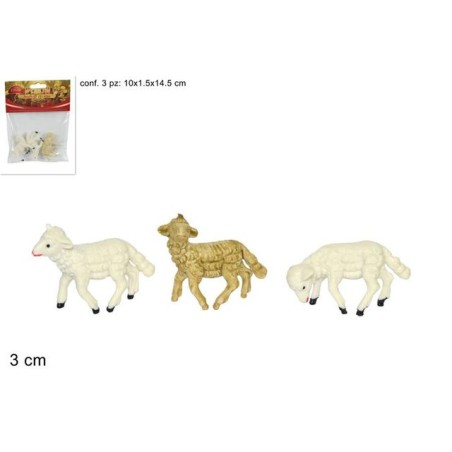 BUSTA 3 PECORELLE 3 CM PL07F00123/5 EAN 8033113072963 INGROSSO PERSONAGGI PER IL PRESEPE E ANIMALI