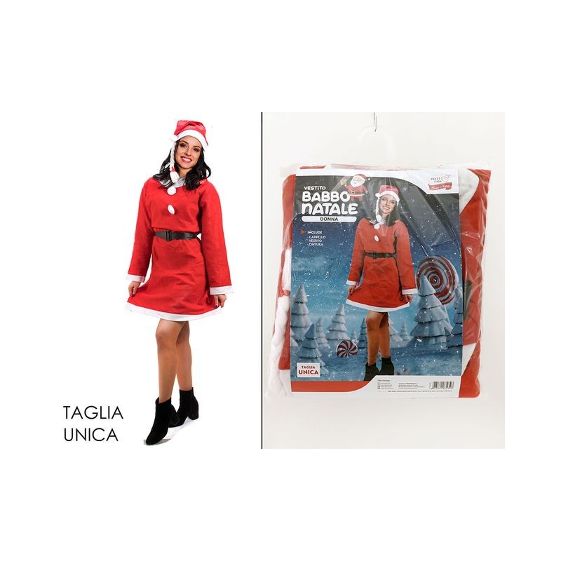 VESTITO BABBO NATALE DONNA EAN 8015361832346 INGROSSO COSTUME BABBO NATALE ADULTI