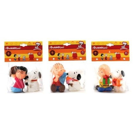 PEANUTS GOMMOLOSI 2PZ 3ASS 15X19.5CM EAN 8014966031567 INGROSSO BUSTE VINILE PRIMA INFANZIA