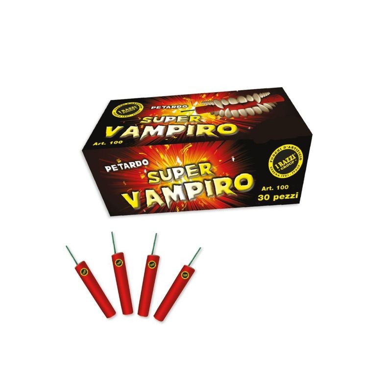 PETARDO SUPER VAMPIRO 40PZ 6,5CM D.1,2CM EFFETTO COLPO EAN 8032697539008 INGROSSO PETARDI
